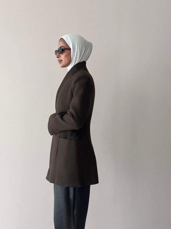 Woolen Collarless Blazer