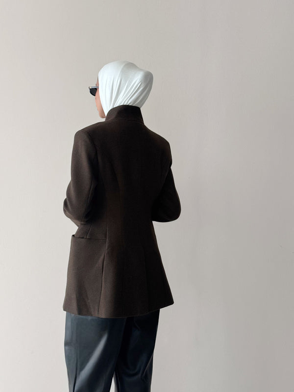 Woolen Collarless Blazer