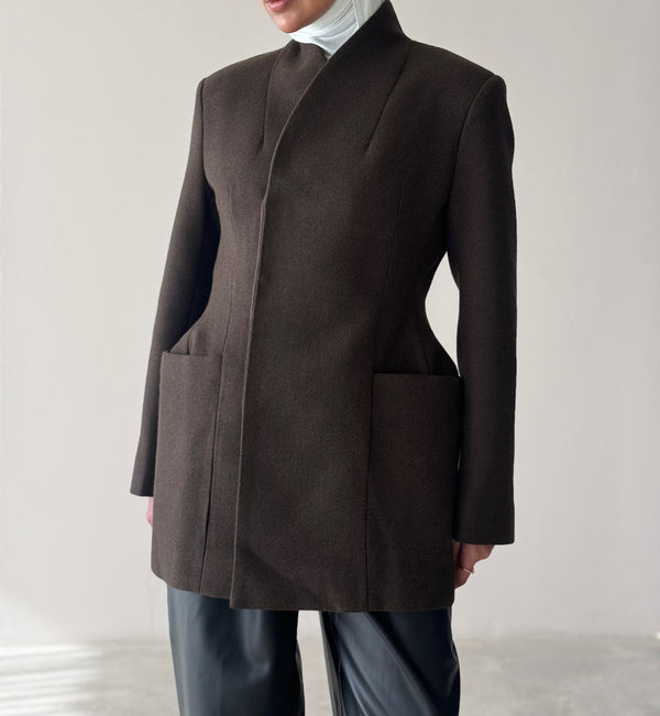 Woolen Collarless Blazer