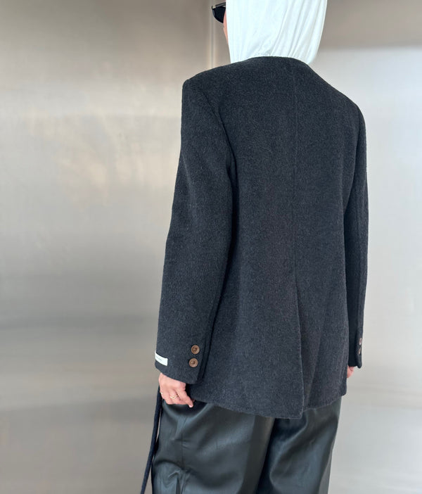 Vneck Tie Woolen Blazer