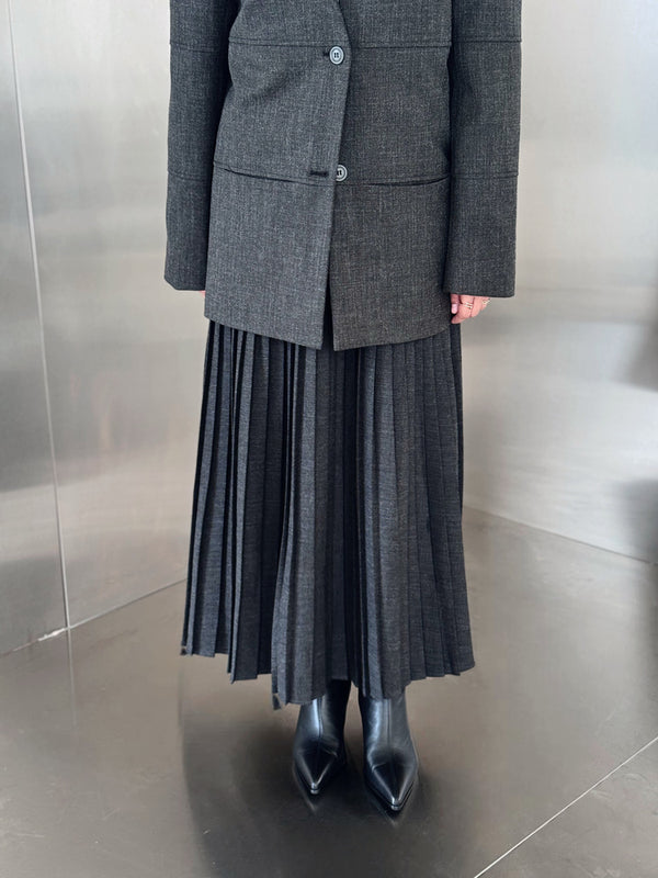 Panelled Blazer & Pleated Skirt Set