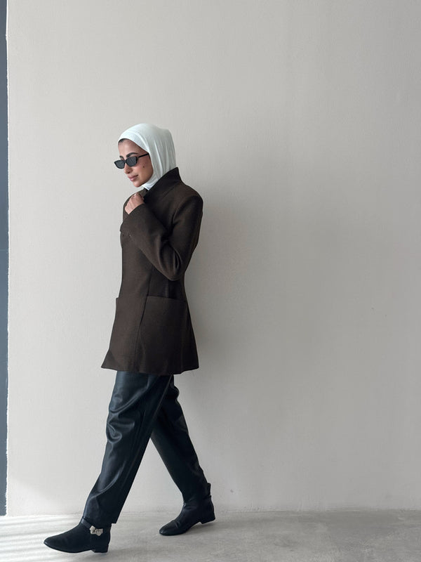 Woolen Collarless Blazer