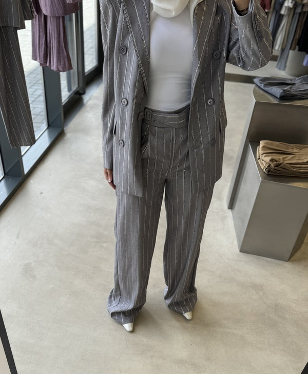 2PC Set Vertical Beads Striped Suit