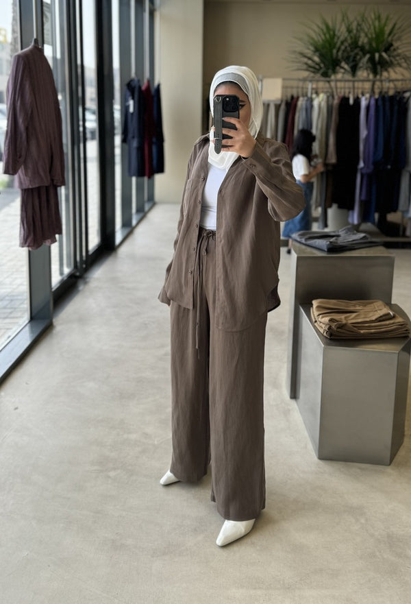 Button-Up Shirt & Wide-Leg Trousers Sets