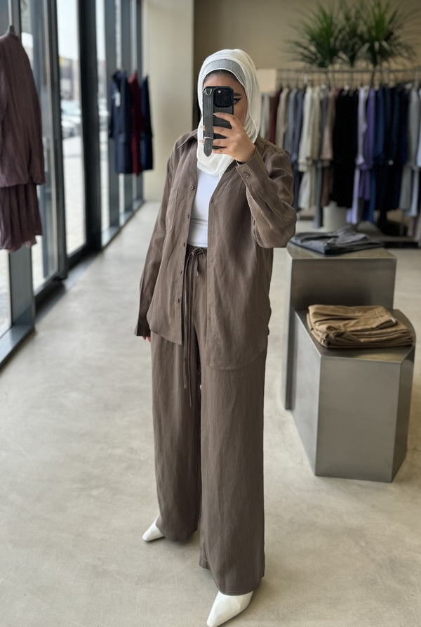 Button-Up Shirt & Wide-Leg Trousers Sets