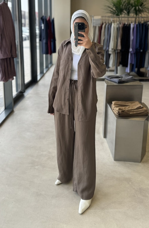 Button-Up Shirt & Wide-Leg Trousers Sets