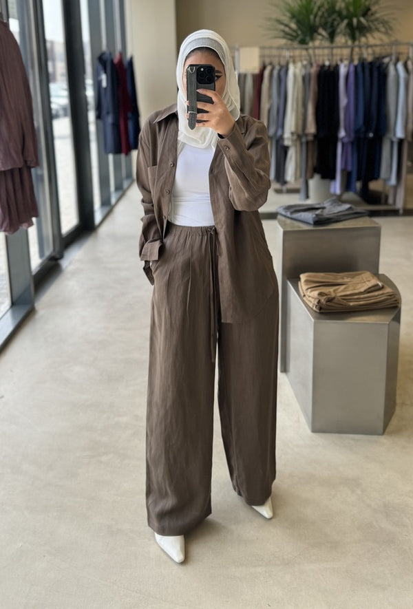 Button-Up Shirt & Wide-Leg Trousers Sets