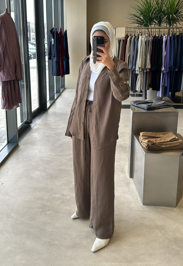 Button-Up Shirt & Wide-Leg Trousers Sets