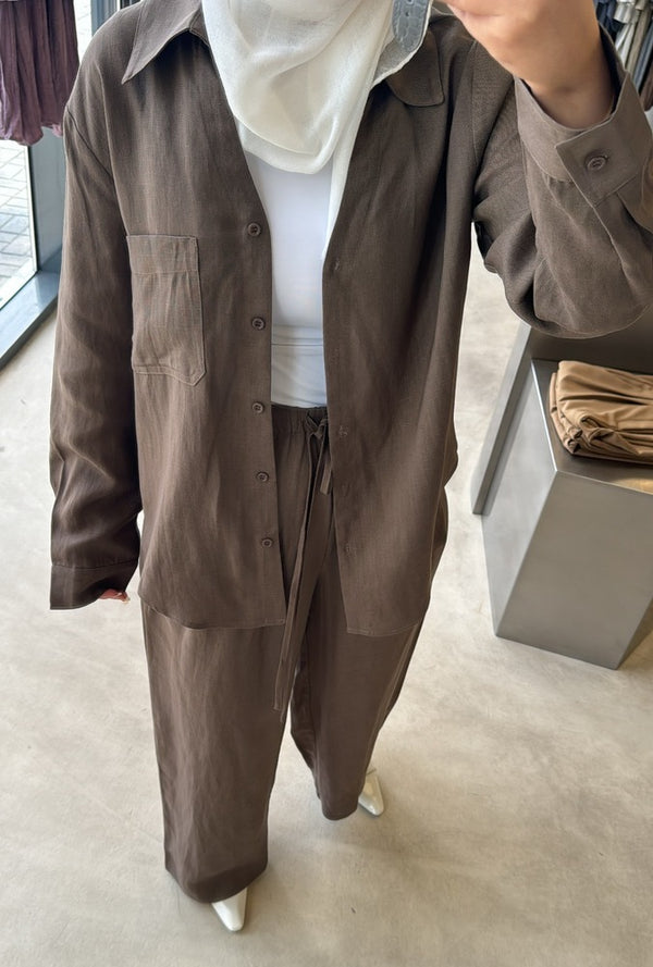 Button-Up Shirt & Wide-Leg Trousers Sets