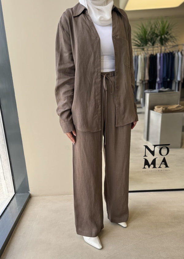 Button-Up Shirt & Wide-Leg Trousers Sets