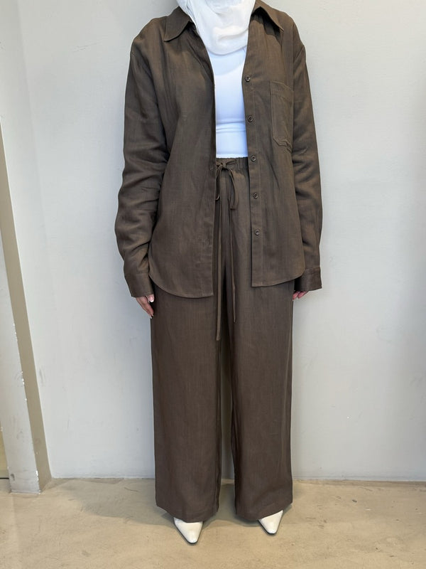 Button-Up Shirt & Wide-Leg Trousers Sets