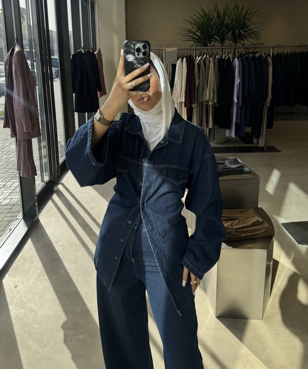 Denim Belted 2 Pockets Sets