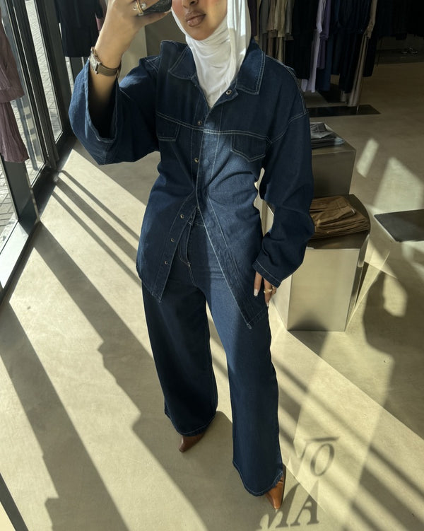 Denim Belted 2 Pockets Sets