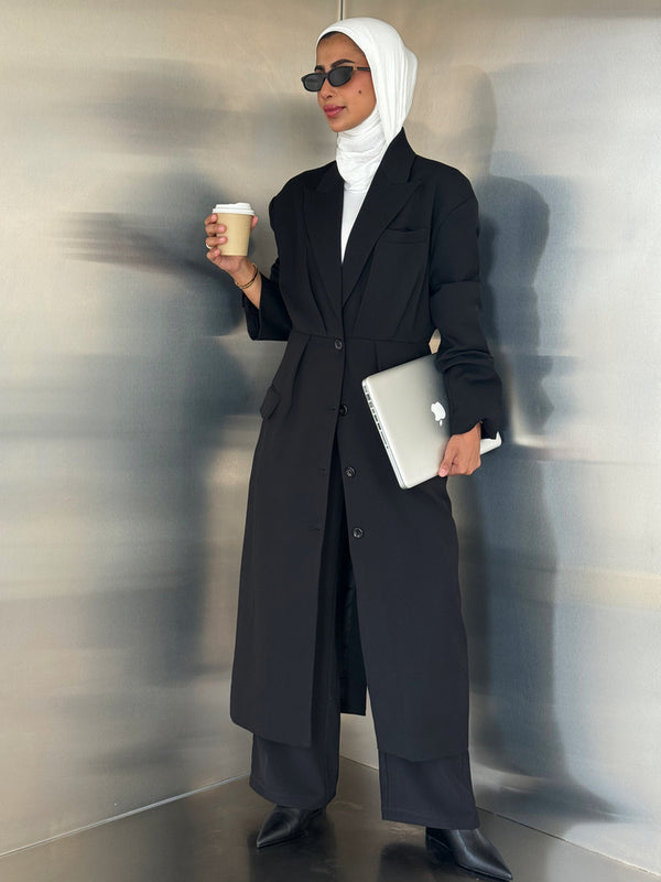 2-Pocket Tailored Long Blazer