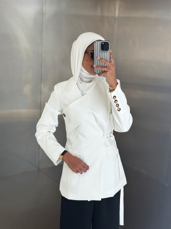 Irregular Spliced Lace Up Blazerالسترات الخارجية / البليزرات