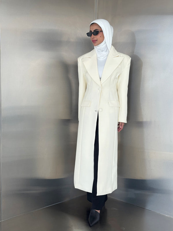 Wide Collared Long Coat