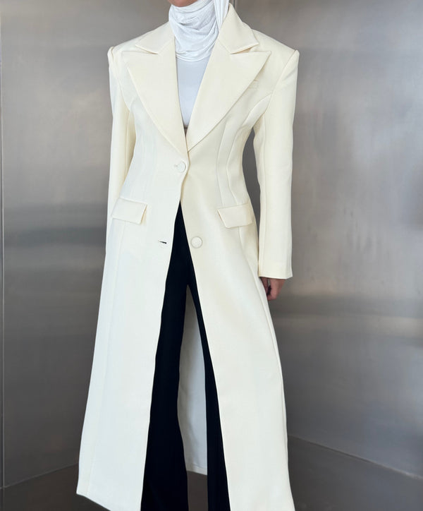 Wide Collared Long Coat