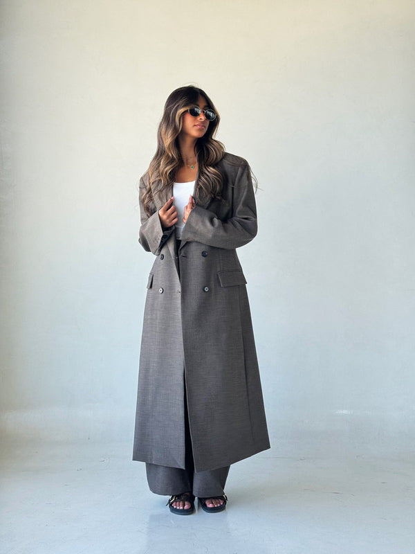Double Breasted Coat Pants 2PC Setملابس كاملة / أطقم