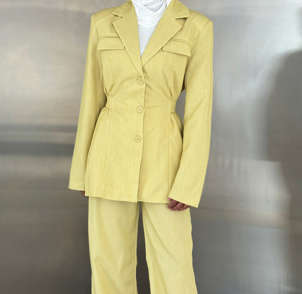 Chic Waisted Blazer Pants Setملابس كاملة / أطقم