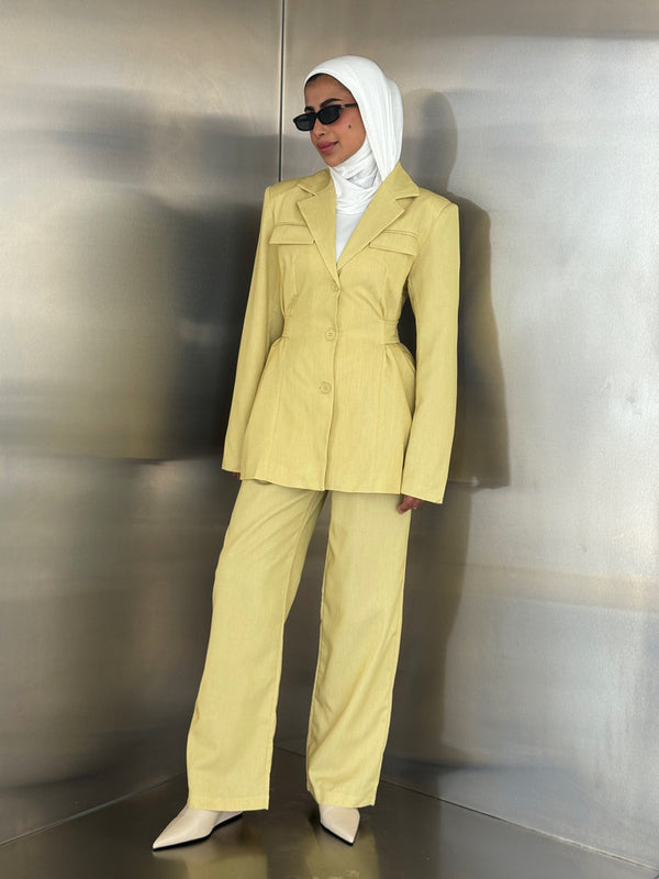 Chic Waisted Blazer Pants Setملابس كاملة / أطقم