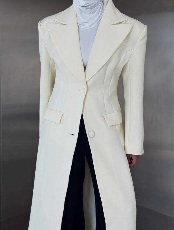 Wide Collared Long Coat