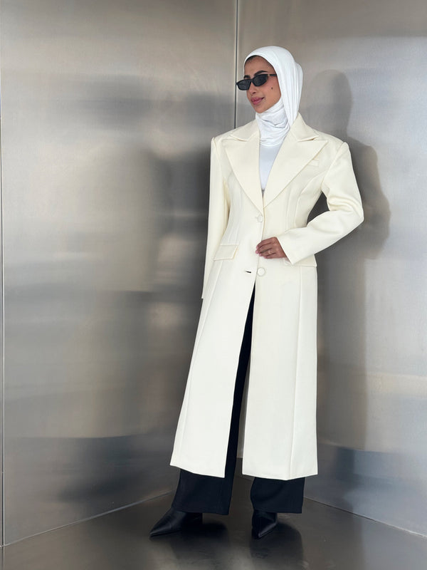 Wide Collared Long Coat
