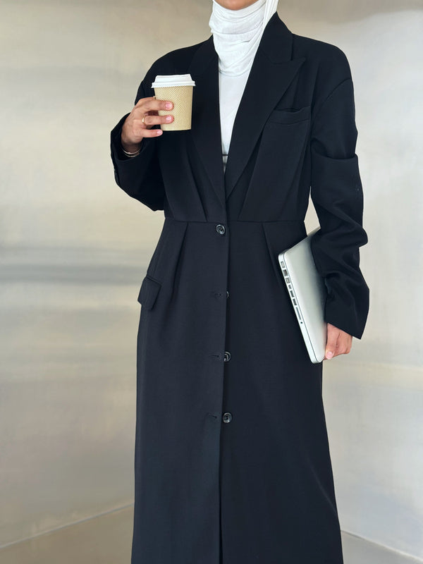 2-Pocket Tailored Long Blazer