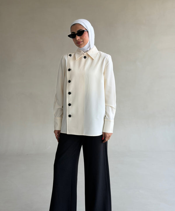 Cascading  Black Button Shirt