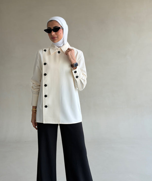 Cascading  Black Button Shirt