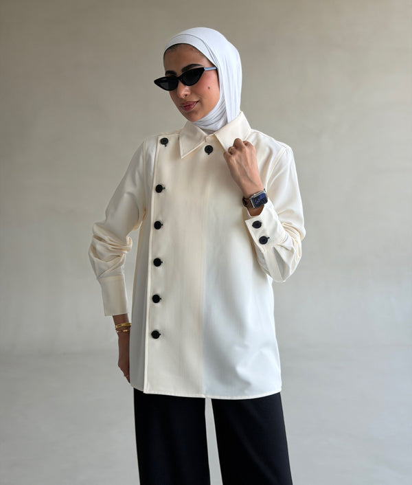 Cascading  Black Button Shirt