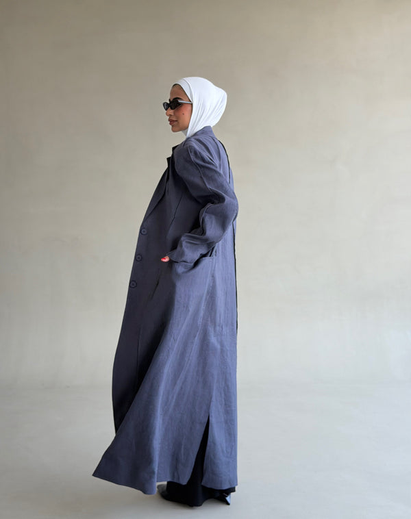 Panelled Linen Long Blazer