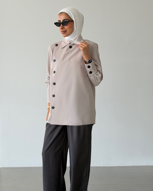 Cascading  Black Button Shirt