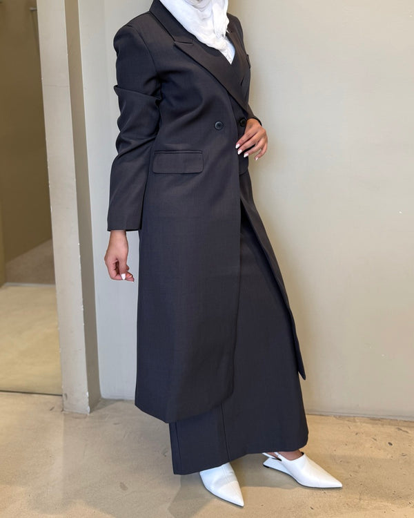 Fake 2PC Long Blazer Skirt  Set