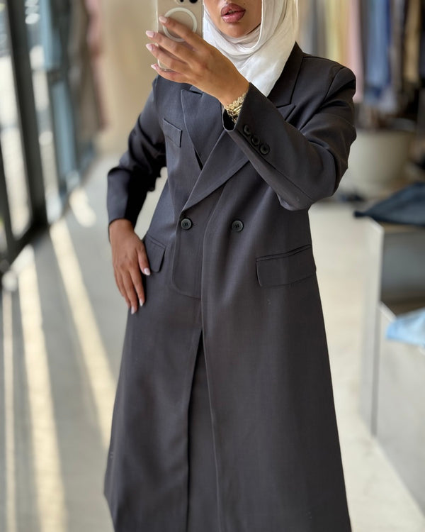 Fake 2PC Long Blazer Skirt  Set