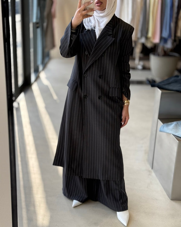 Long Blazer Striped Set 6Buttons