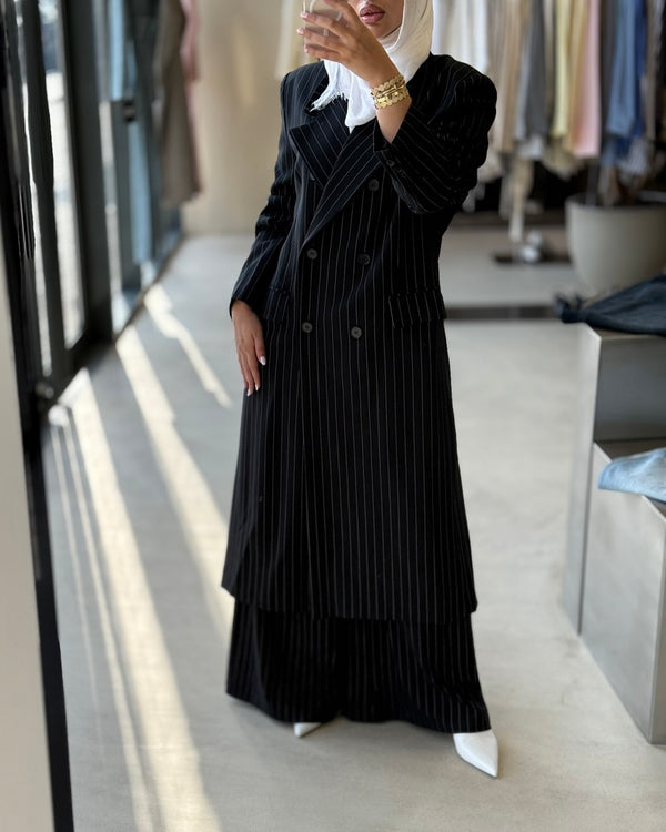 Long Blazer Striped Set 6Buttons