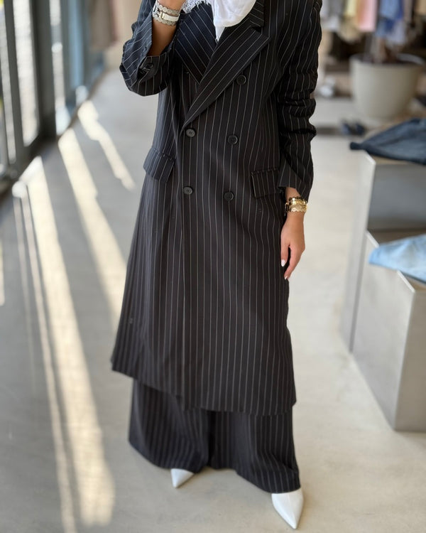 Long Blazer Striped Set 6Buttons