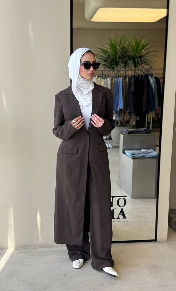 One Button Long Blazer w/ Pants SetX