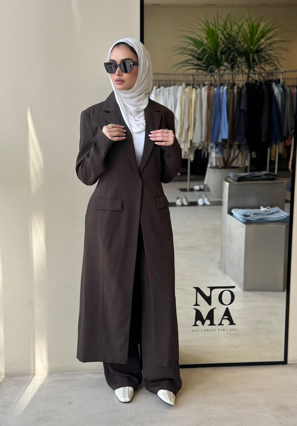 One Button Long Blazer w/ Pants SetX