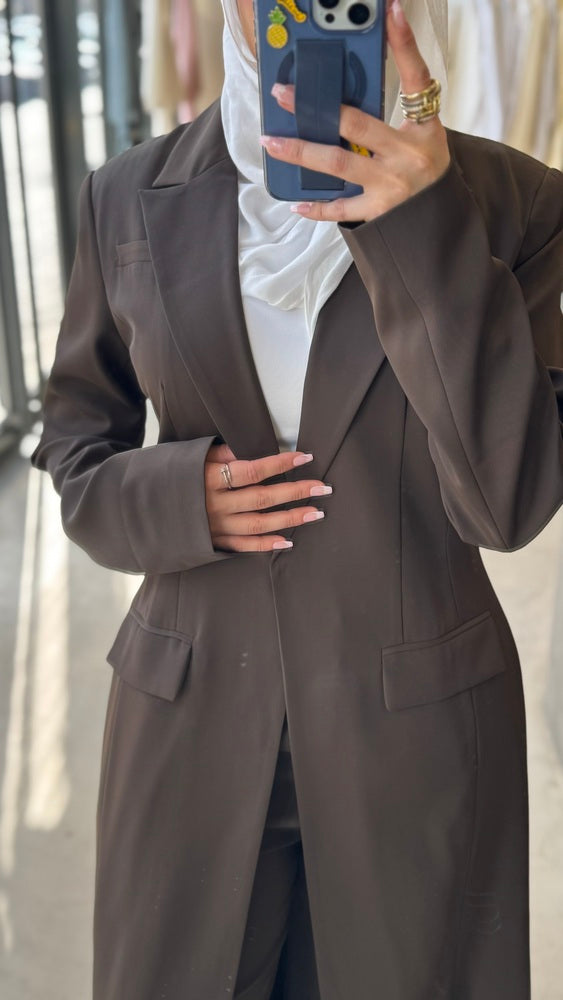 One Button Long Blazer w/ Pants SetX