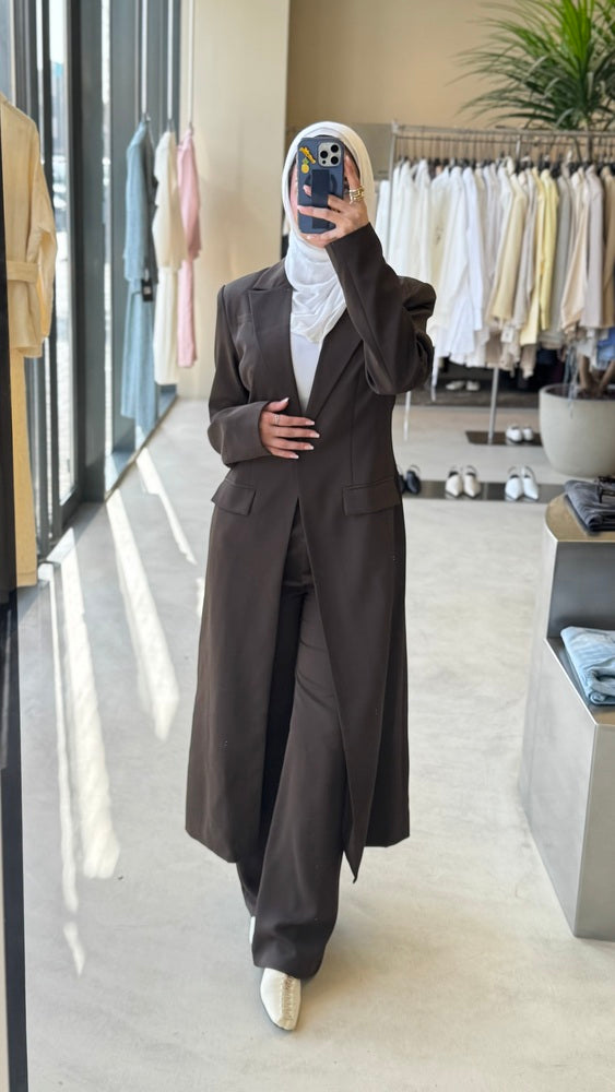 One Button Long Blazer w/ Pants SetX