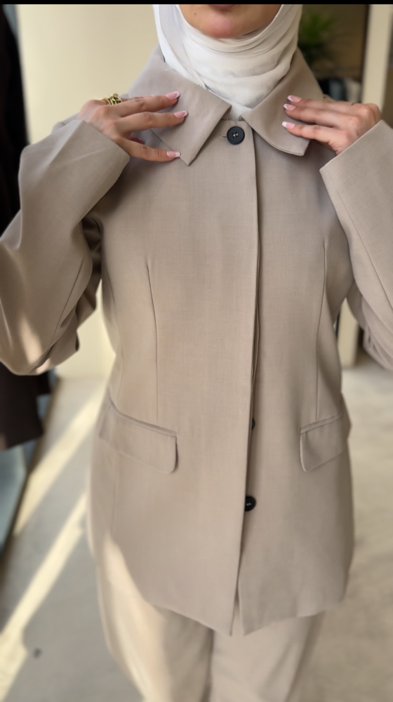 Hidden Buttons Blazer Set 2PC