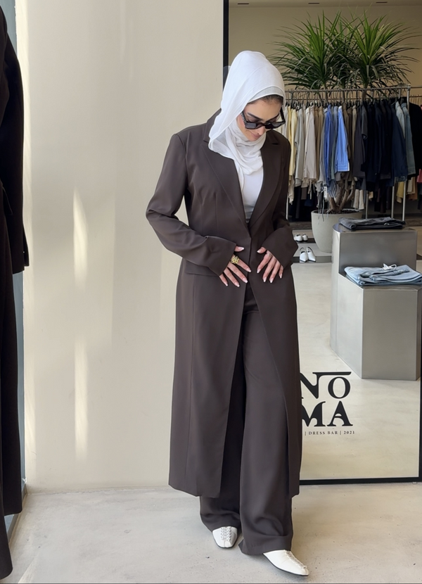 One Button Long Blazer w/ Pants SetX