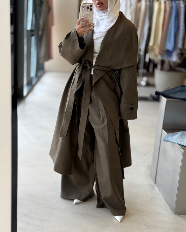 Big Collar Coat Pants Set