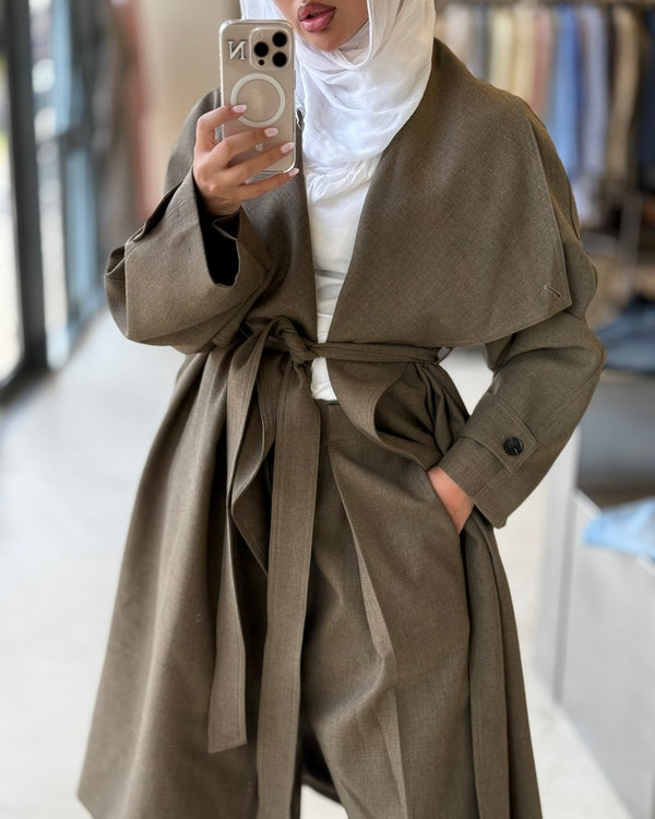 Big Collar Coat Pants Set