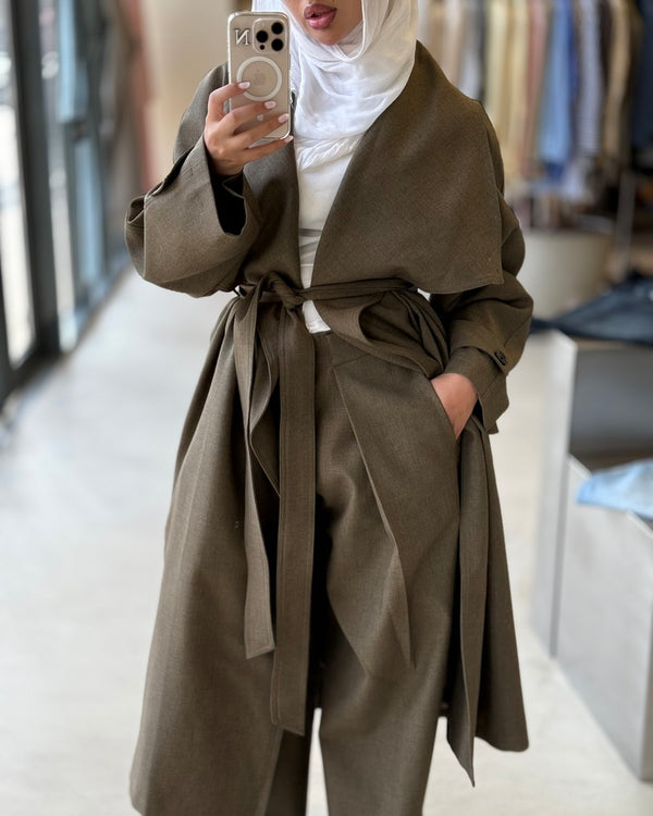 Big Collar Coat Pants Set
