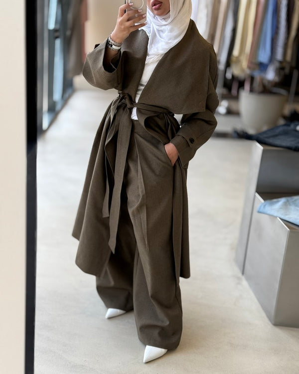 Big Collar Coat Pants Set