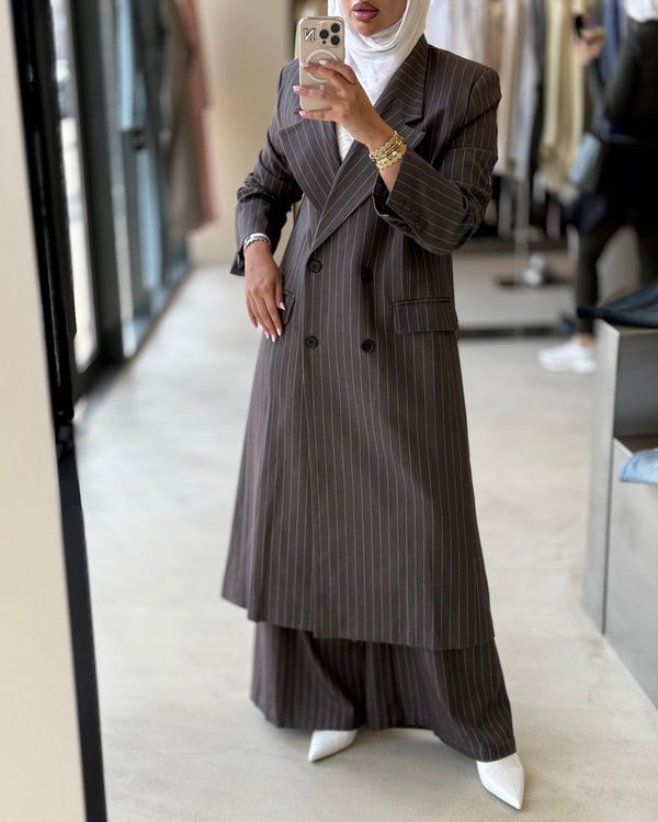 Long Blazer Striped Set 6Buttons