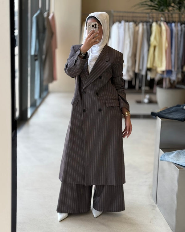 Long Blazer Striped Set 6Buttons