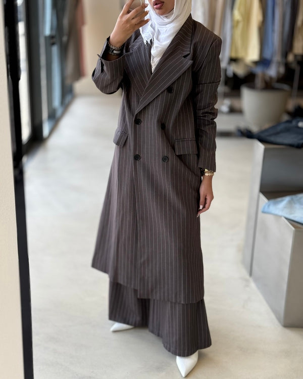 Long Blazer Striped Set 6Buttons